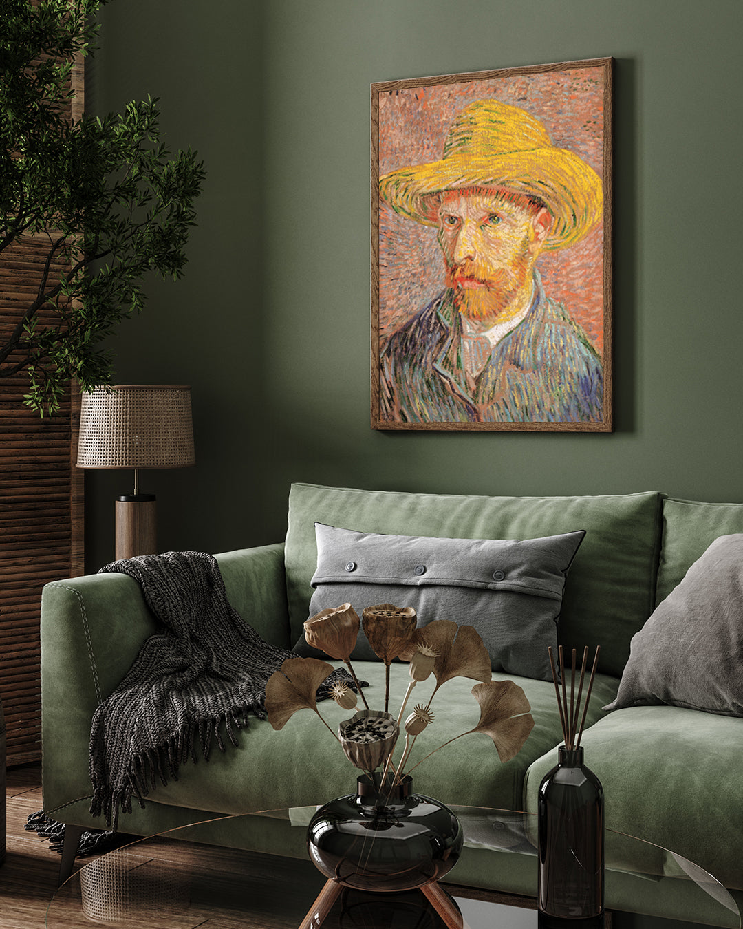 Van Gogh Portrait with Hat Painting 3 : 4 Vertical New Premium Wall Art Canvas by MeriDeewar
