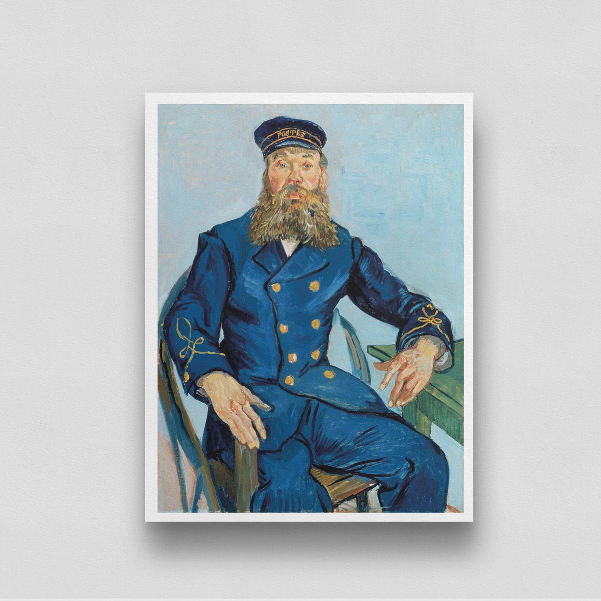 Van Gogh Postman Full Body Portrait Painting 3 : 4 Vertical New Premium Wall Art Canvas by MeriDeewar