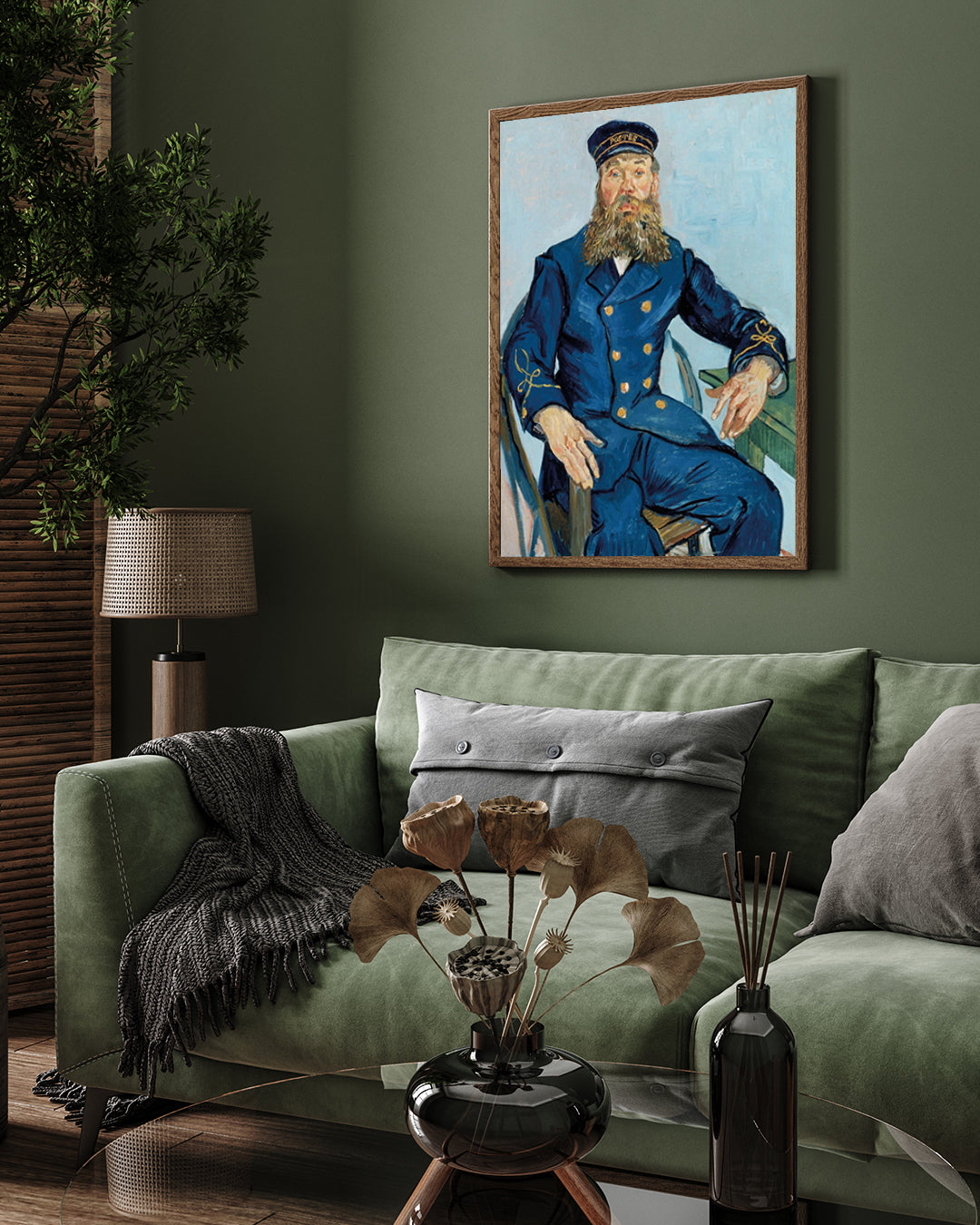 Van Gogh Postman Full Body Portrait Painting 3 : 4 Vertical New Premium Wall Art Canvas by MeriDeewar
