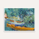Van Gogh River Scenery Painting for Living Room | Boats on Oise Wall Art | MeriDeewar 5 : 4 Horizontal Premium Wall Art Canvas by MeriDeewar