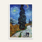 Van Gogh Scenery Painting for Living Room | Road with Cypress & Star Night Landscape Wall Art 2 : 3 Vertical Premium Wall Art Canvas by MeriDeewar
