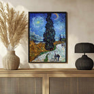 Van Gogh Scenery Painting for Living Room | Road with Cypress & Star Night Landscape Wall Art 3 : 4 Vertical Premium Wall Art Canvas by MeriDeewar