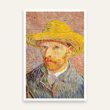 Van Gogh Self Portrait with Straw Hat | Famous Painting for Living Room Wall 3 : 4 Vertical New Premium Wall Art Canvas by MeriDeewar