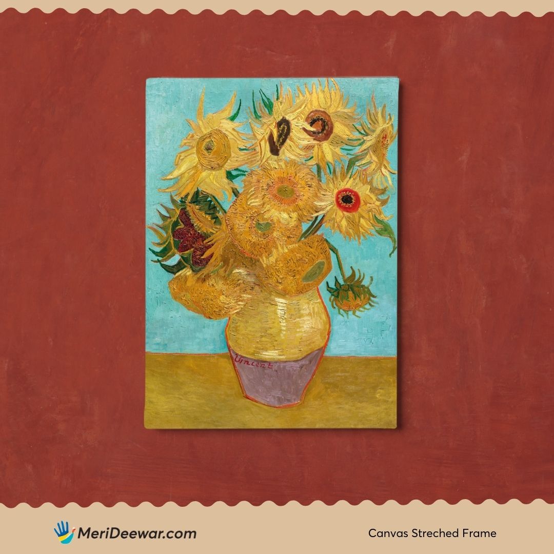 Van Gogh Sunflowers Painting 3 : 4 Vertical New Premium Wall Art Canvas by MeriDeewar