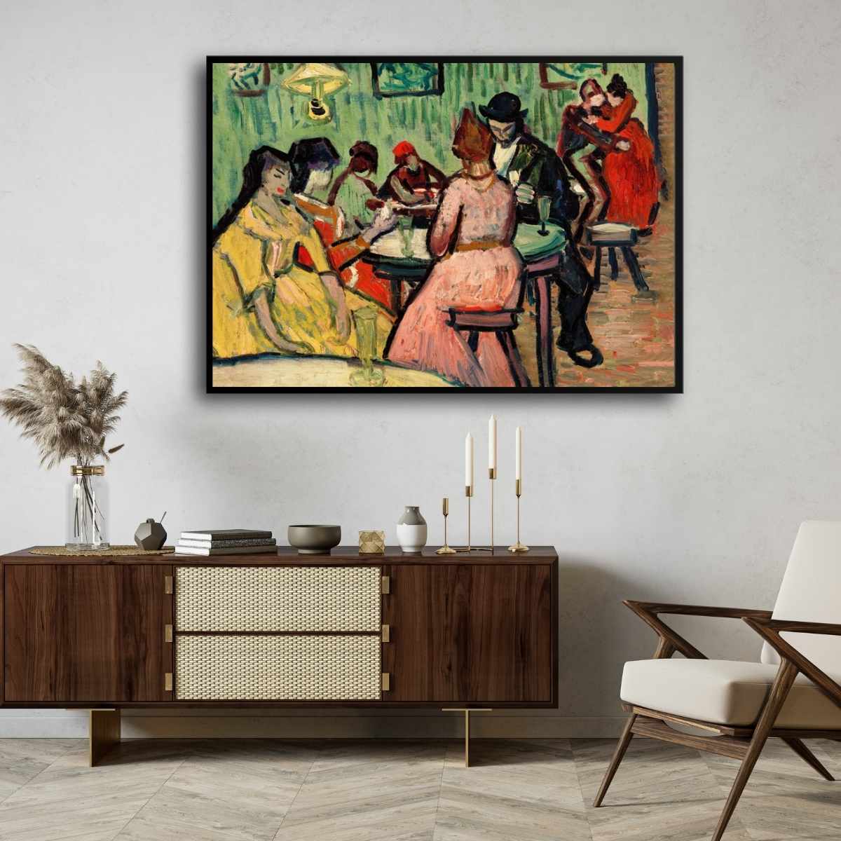 Van Gogh The Brothel Painting for Living Room | Vintage Café Wall Art | MeriDeewar 4 : 3 Horizontal Premium Wall Art Canvas by MeriDeewar