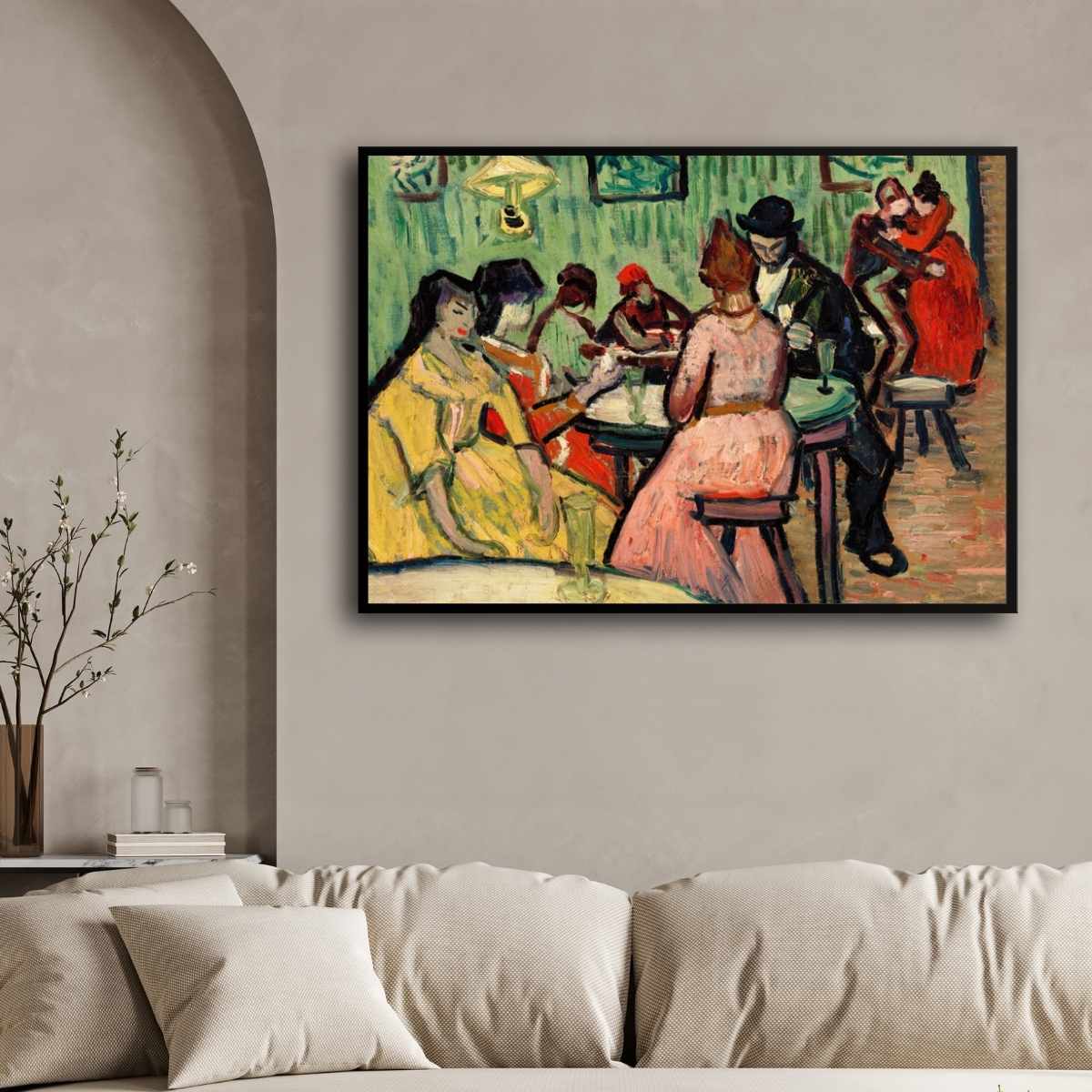 Van Gogh The Brothel Painting for Living Room | Vintage Café Wall Art | MeriDeewar 4 : 3 Horizontal Premium Wall Art Canvas by MeriDeewar