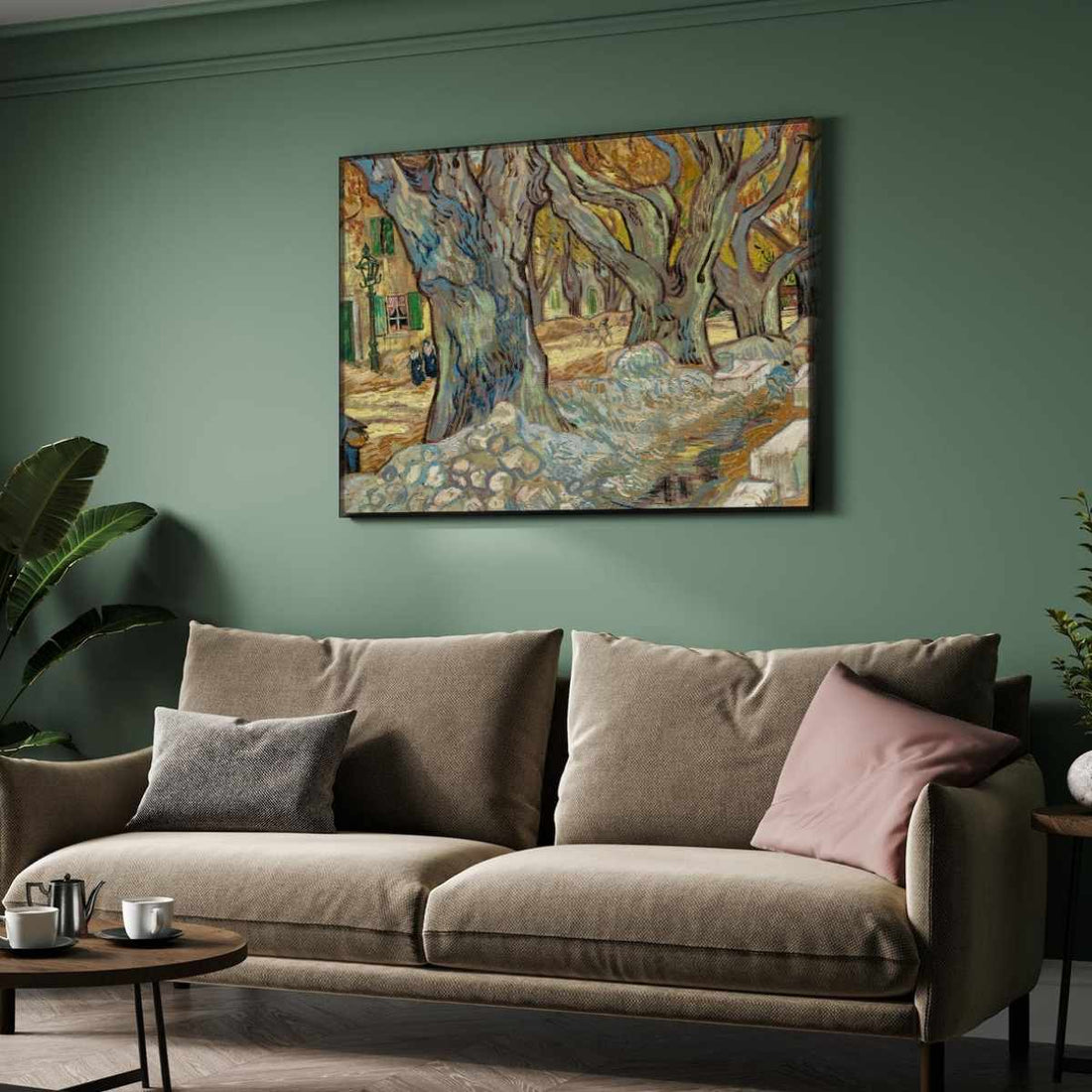 Van Gogh Tree Painting for Living Room | The Road Menders Nature Wall Art | MeriDeewar 5 : 4 Horizontal Premium Wall Art Canvas by MeriDeewar