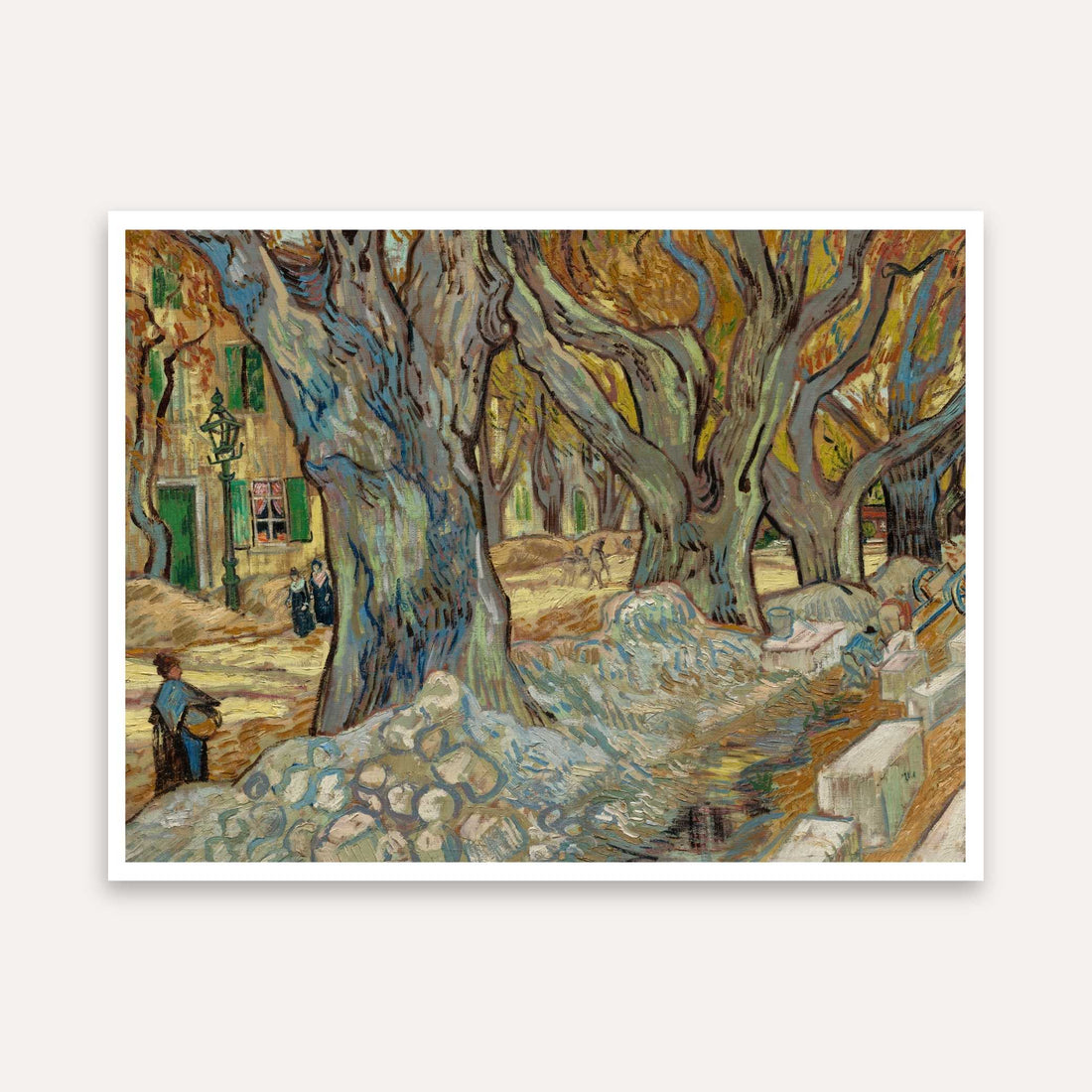 Van Gogh Tree Painting for Living Room | The Road Menders Nature Wall Art | MeriDeewar 5 : 4 Horizontal Premium Wall Art Canvas by MeriDeewar