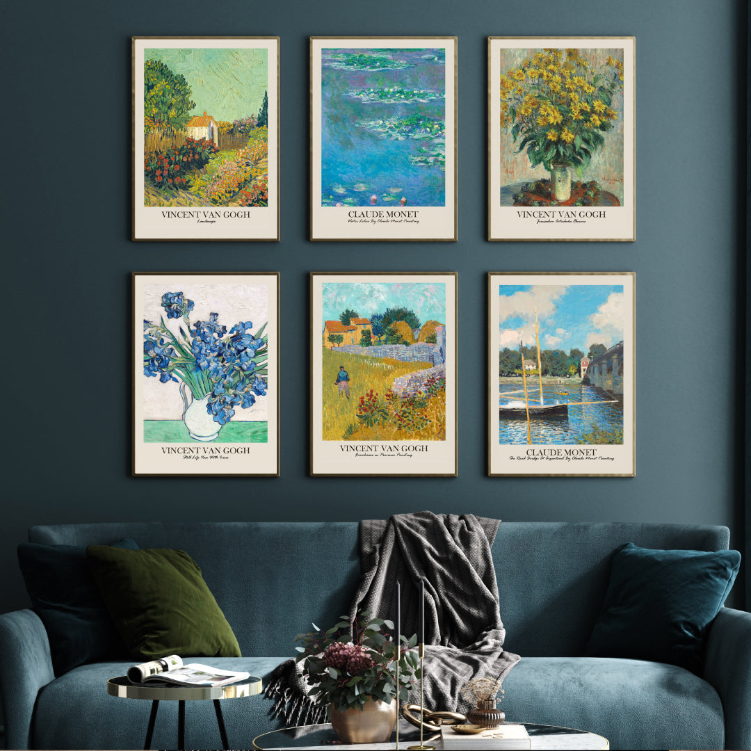 Van Gogh Wall Art Set of 6 Walls Premium Wall Art Canvas by MeriDeewar