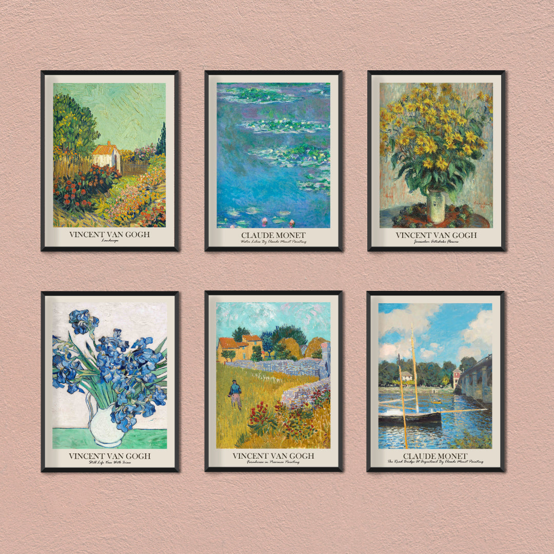Van Gogh Wall Art Set of 6 Walls Premium Wall Art Canvas by MeriDeewar
