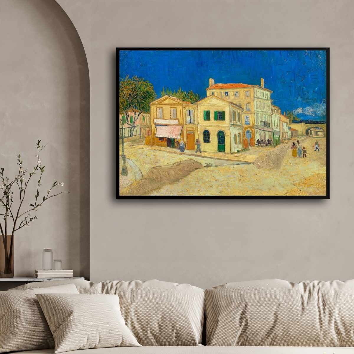 Van Gogh Yellow House Painting for Living Room | Scenery Wall Art | Giclée Print 4 : 3 Horizontal Premium Wall Art Canvas by MeriDeewar