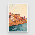 Varanasi Ganga Ghats Impressionist Painting | Vertical Heritage Framed Wall Art 2 : 3 Vertical Premium Wall Art Canvas by MeriDeewar