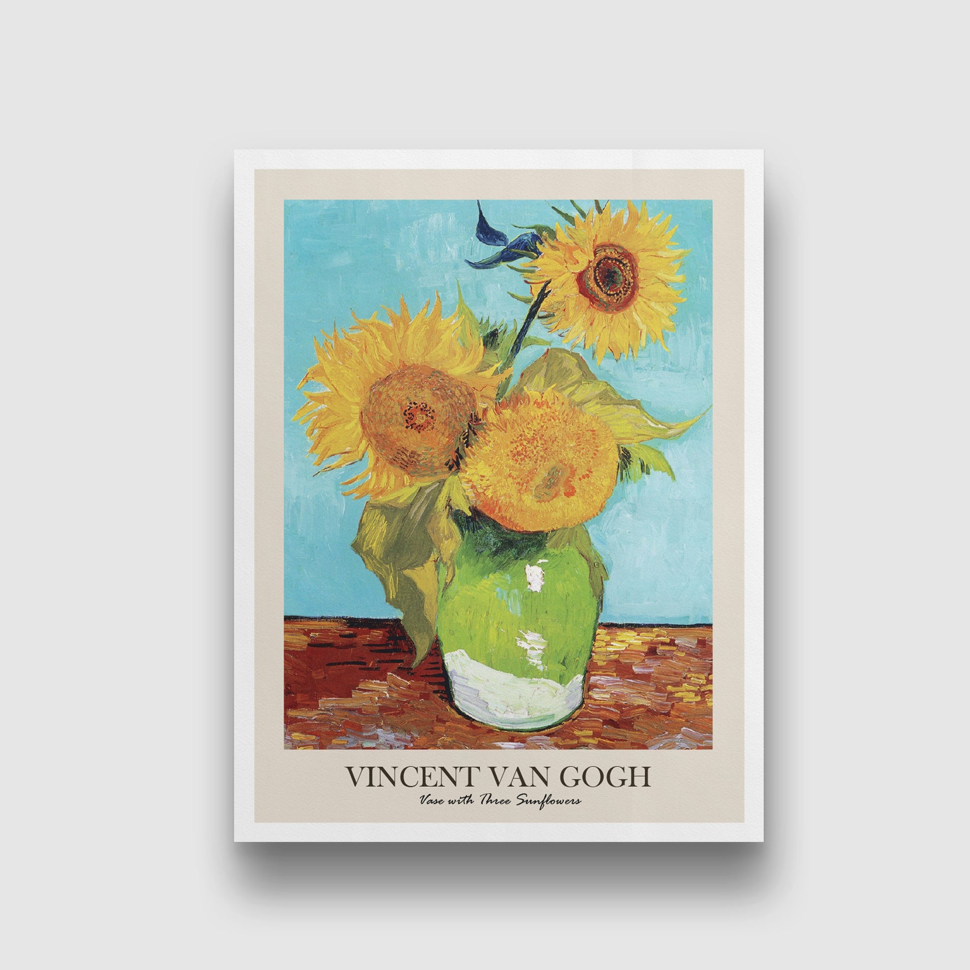 Vase with Three Sunflowers Painting by Vincent van Gogh 3 : 4 Vertical New Premium Wall Art Canvas by MeriDeewar