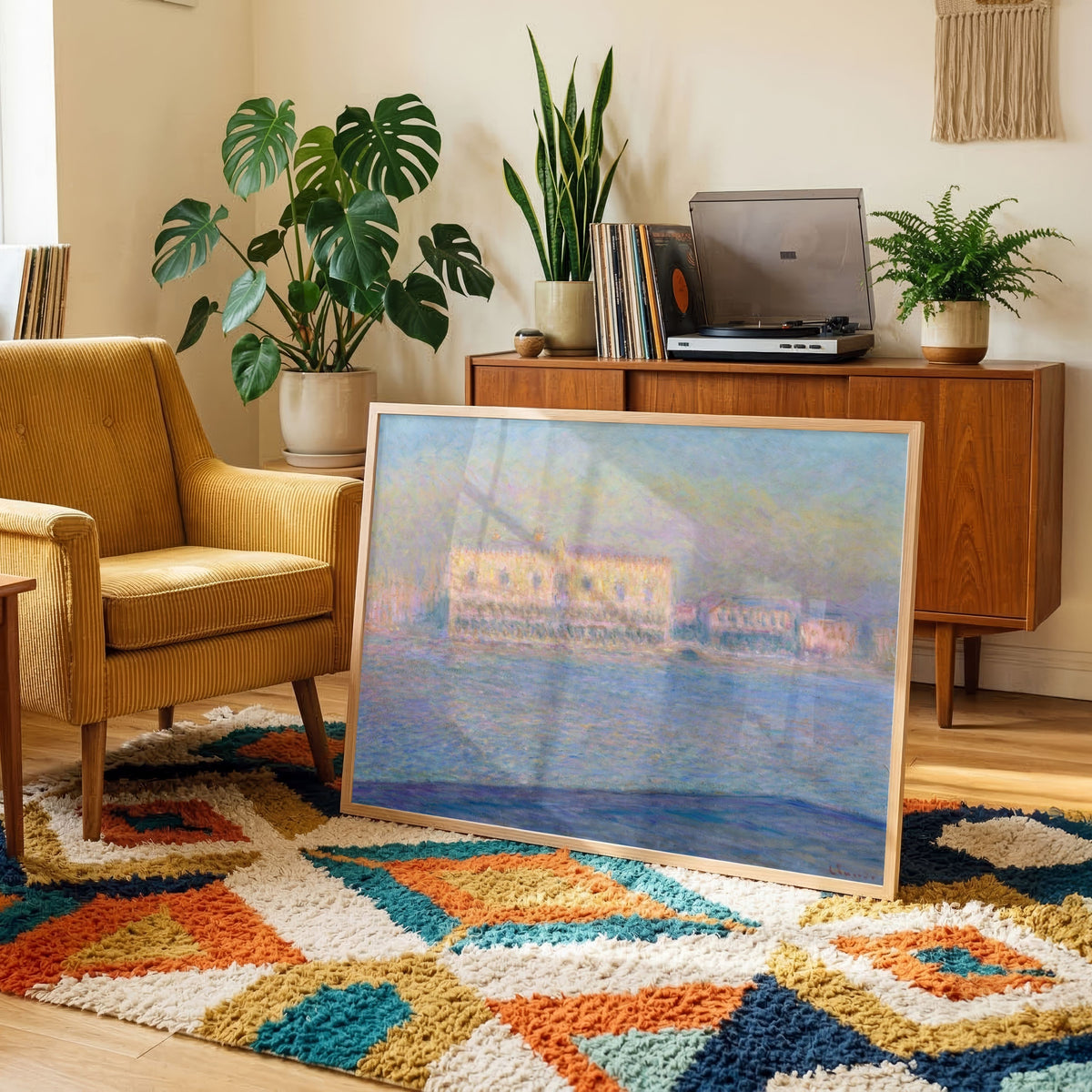 Venice Scenery Painting for Living Room | Monet Doge's Palace Wall Art | Giclée Print 4 : 3 Horizontal Premium Wall Art Canvas by MeriDeewar