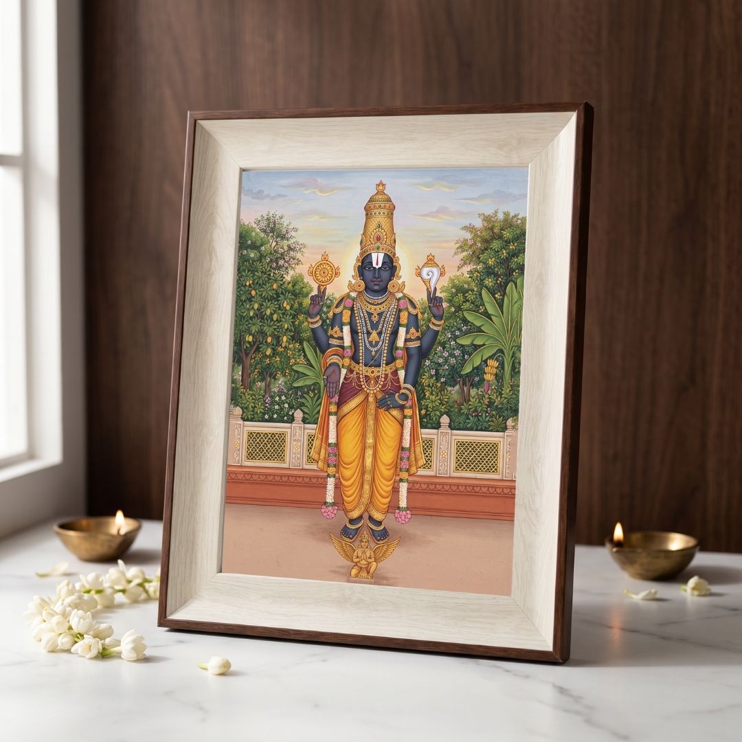 Venkateswara | Lord Balaji Tirupati Vertical Framed Art Curate Premium Wall Art Canvas by MeriDeewar