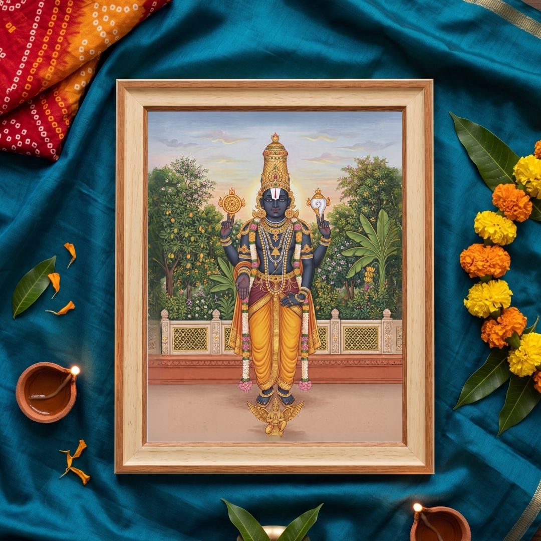 Venkateswara | Lord Balaji Tirupati Vertical Framed Art Curate Premium Wall Art Canvas by MeriDeewar