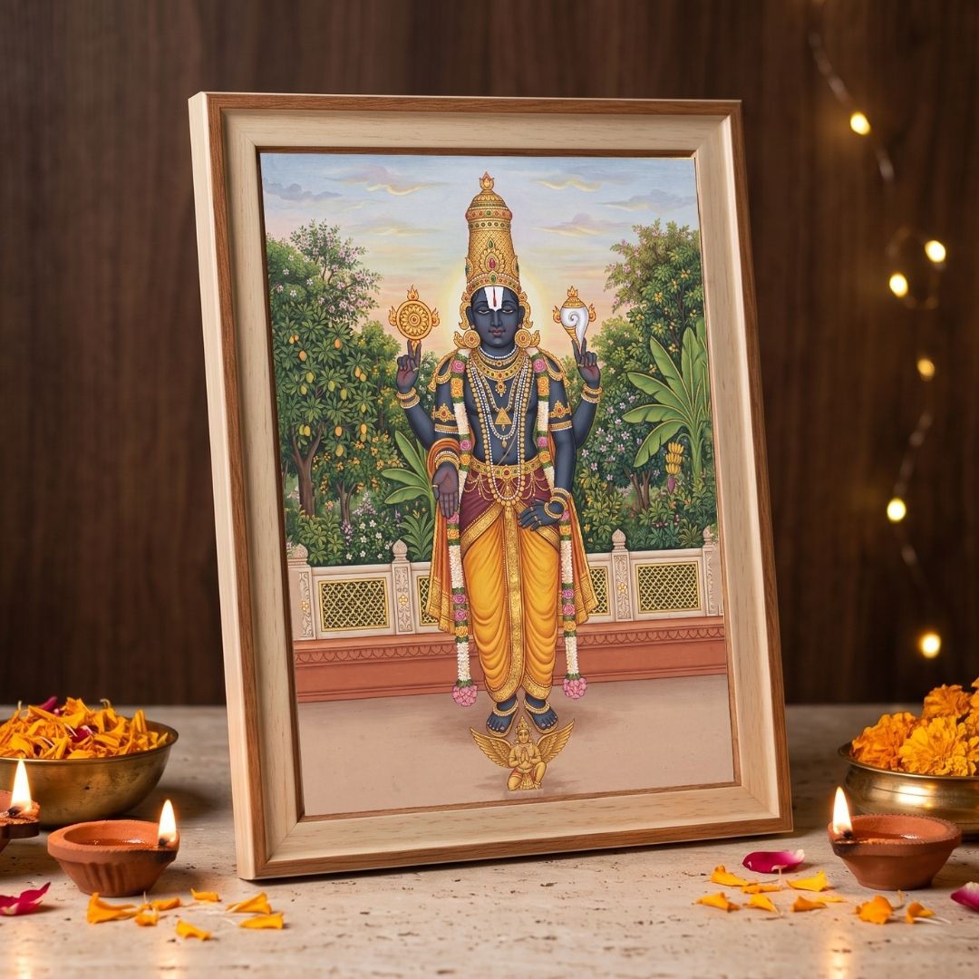 Venkateswara | Lord Balaji Tirupati Vertical Framed Art Curate Premium Wall Art Canvas by MeriDeewar