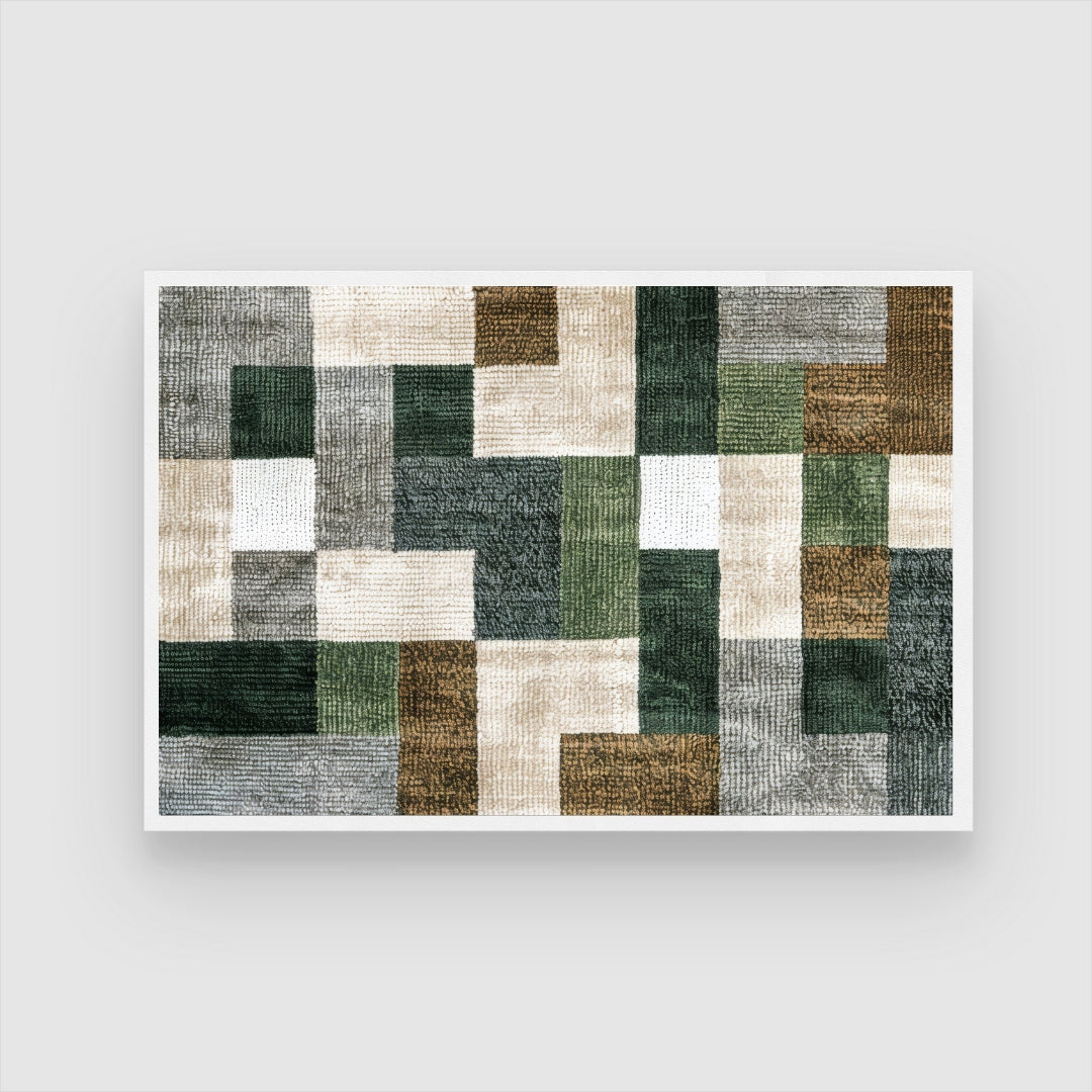 Verdant Blocks – Geometric Modern Abstract Wall Art Print 2 : 3 Horizontal Premium Wall Art Canvas by MeriDeewar