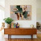 Verdant Gilt in Rust & Forest | Modern Abstract Expressionist Framed Wall Art 4 : 3 Horizontal Premium Wall Art Canvas by MeriDeewar