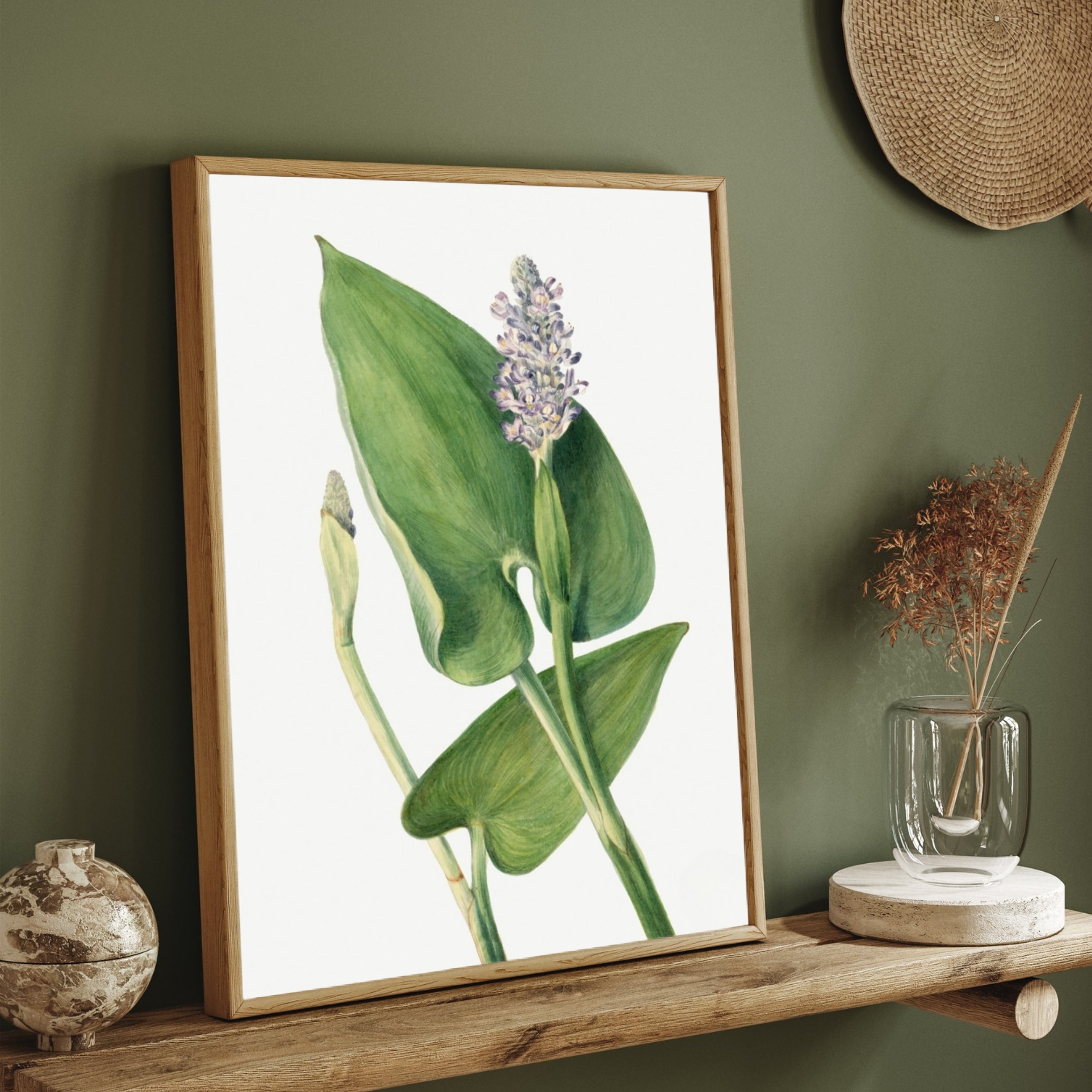 Verdant Grace – Minimal Botanical Leaf Art Print 2 : 3 Vertical Premium Wall Art Canvas by MeriDeewar