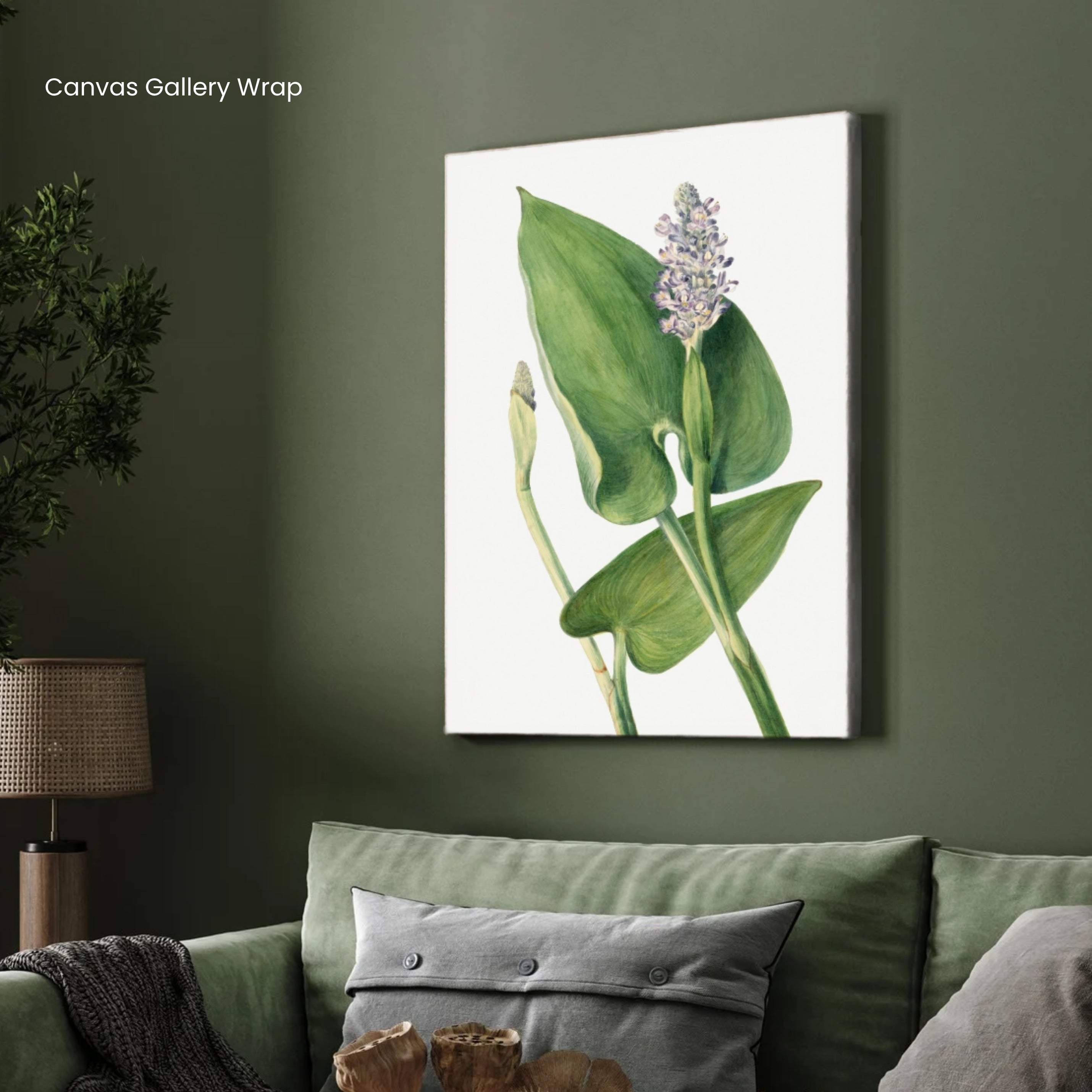 Verdant Grace – Minimal Botanical Leaf Art Print 2 : 3 Vertical Premium Wall Art Canvas by MeriDeewar