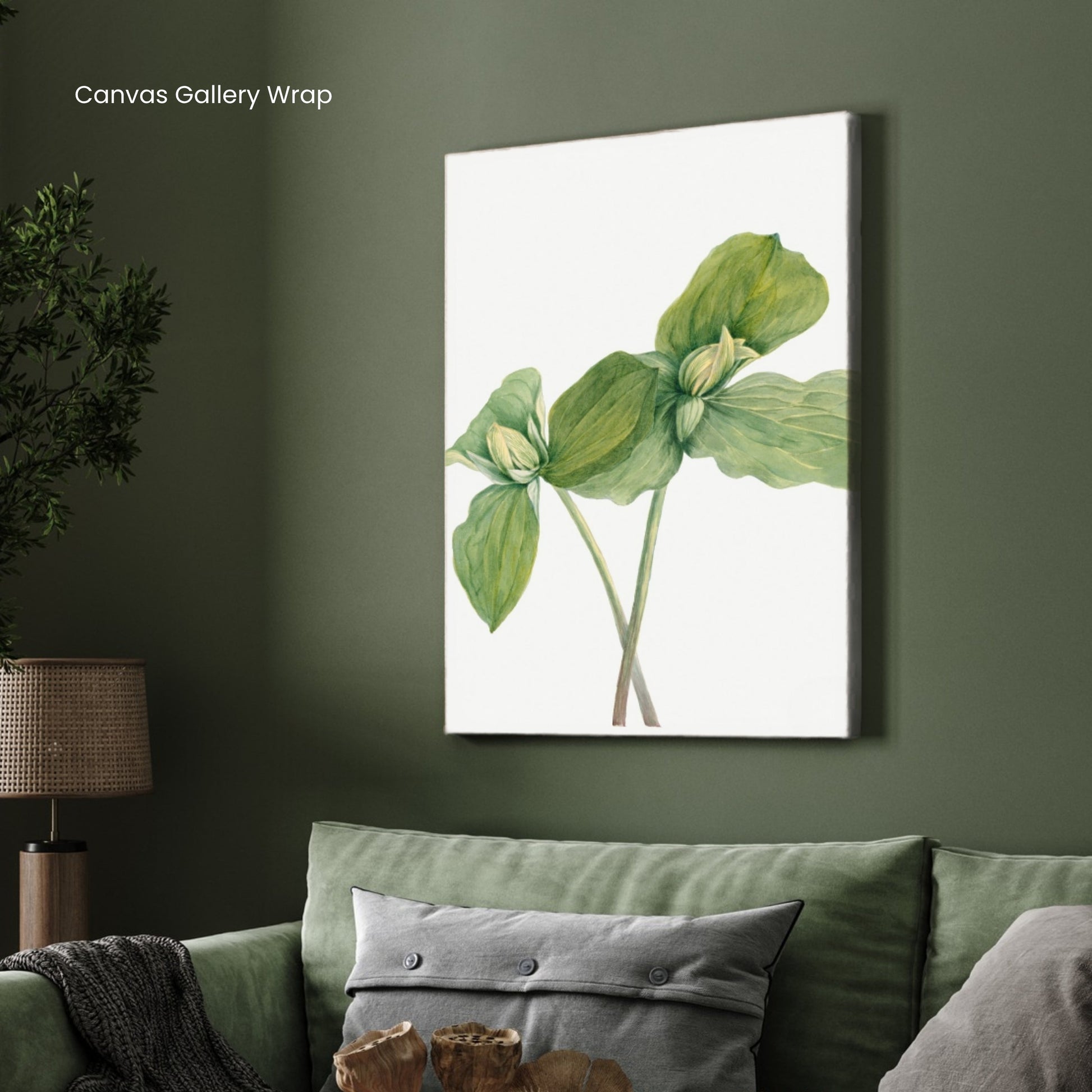 Verdant Harmony – Minimal Botanical Leaf Canvas Wall Art 2 : 3 Vertical Premium Wall Art Canvas by MeriDeewar