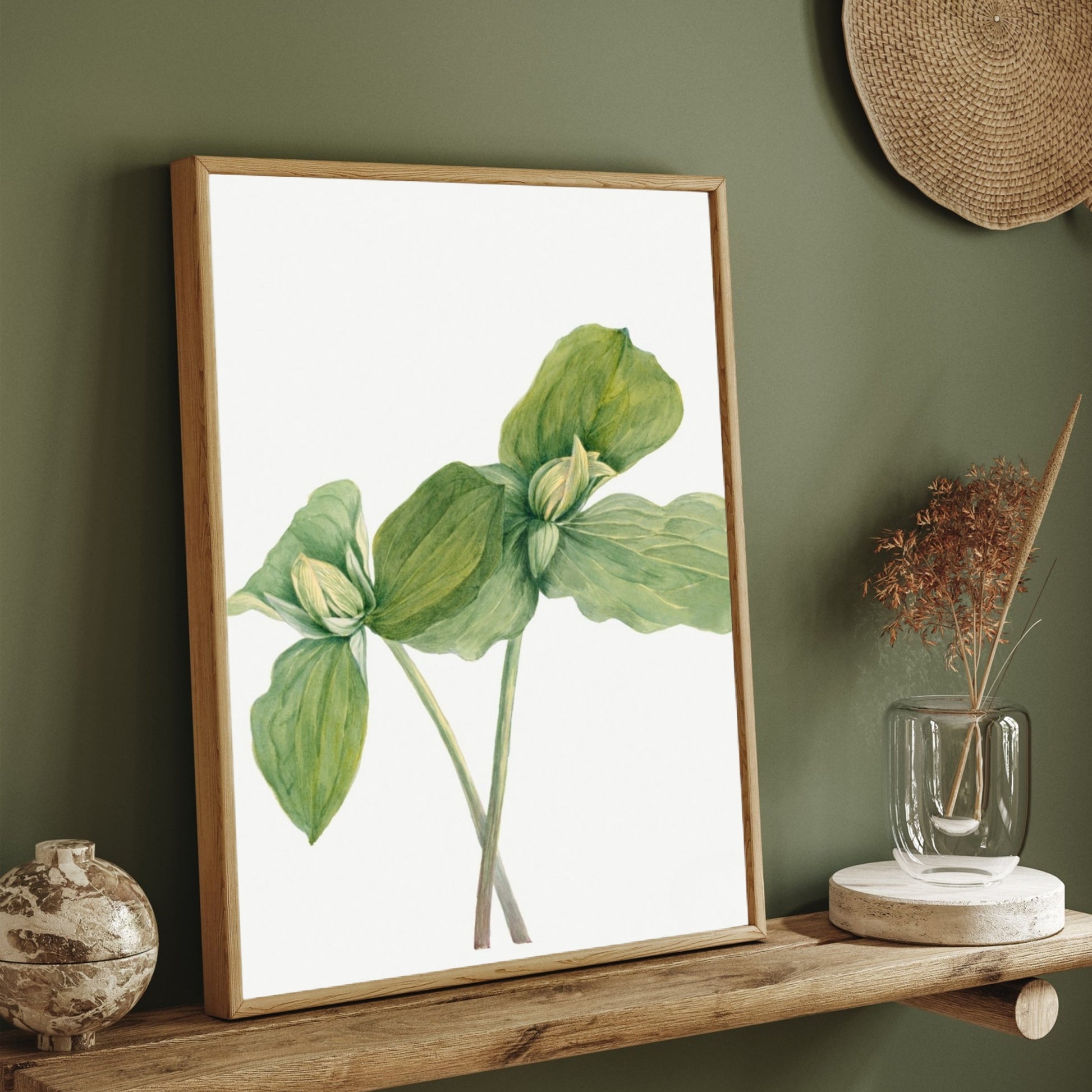 Verdant Harmony – Minimal Botanical Leaf Canvas Wall Art 2 : 3 Vertical Premium Wall Art Canvas by MeriDeewar
