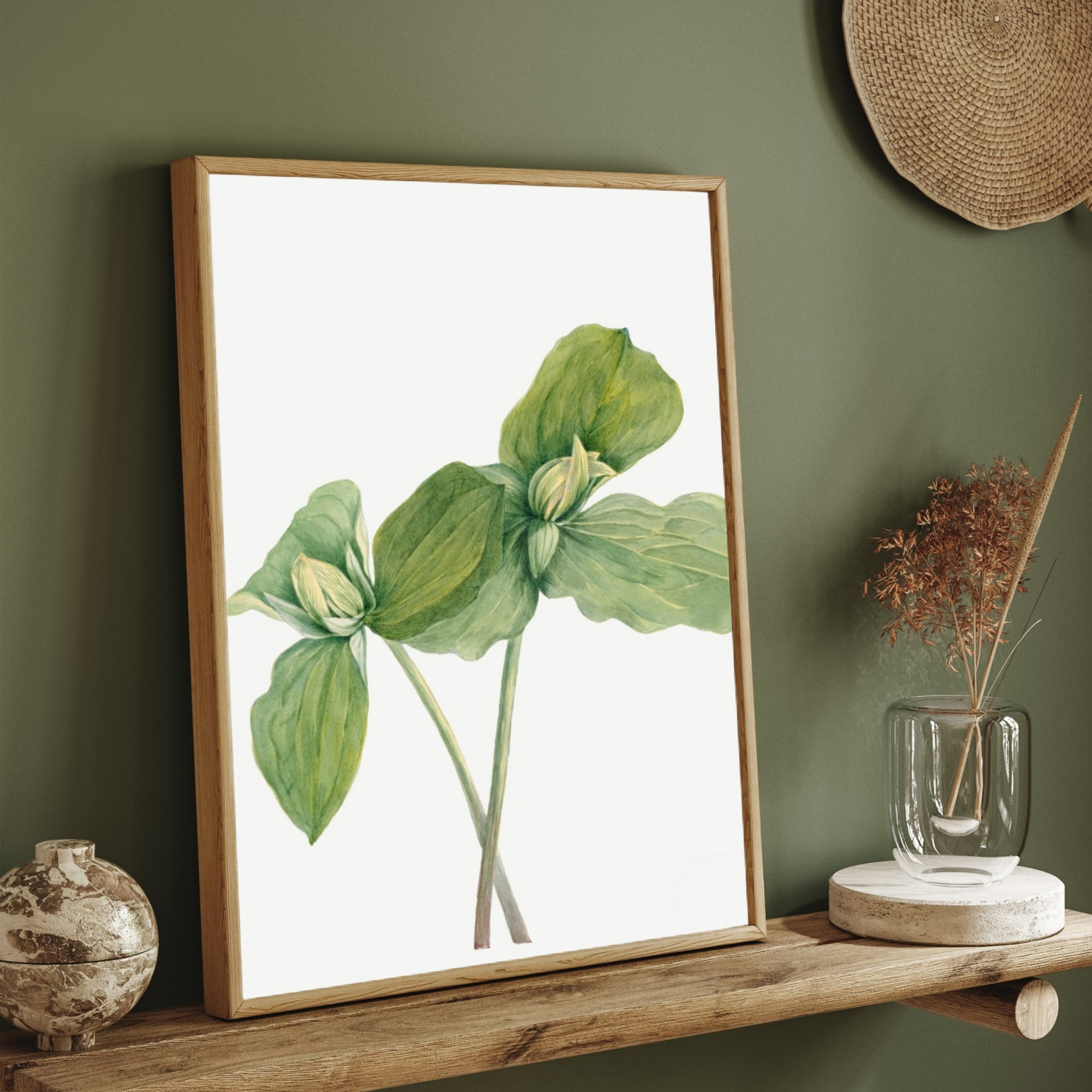 Verdant Harmony – Minimal Botanical Leaf Canvas Wall Art 2 : 3 Vertical Premium Wall Art Canvas by MeriDeewar