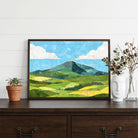 Verdant Horizons | Contemporary Folk Landscape Framed Wall Art 4 : 3 Horizontal Premium Wall Art Canvas by MeriDeewar