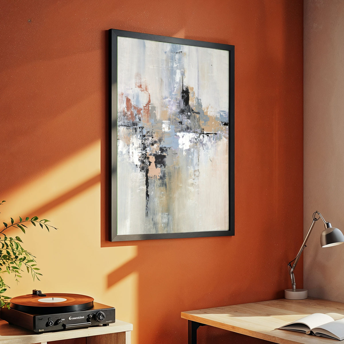 Vertical Horizon | Modern Contemporary Impasto Abstract Fine Wall Art 3 : 4 Vertical Premium Wall Art Canvas by MeriDeewar