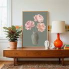 Peonies in Sage | Modern Minimalist Peony Still Life Wall Art 3 : 4 Vertical Premium Wall Art Canvas by MeriDeewar