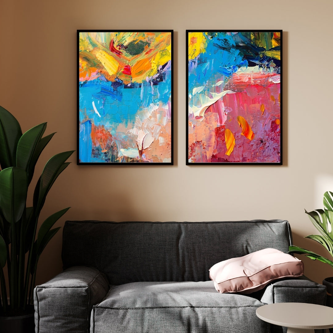 Vibrant Abstract oil painting Walls Premium Wall Art Canvas by MeriDeewar