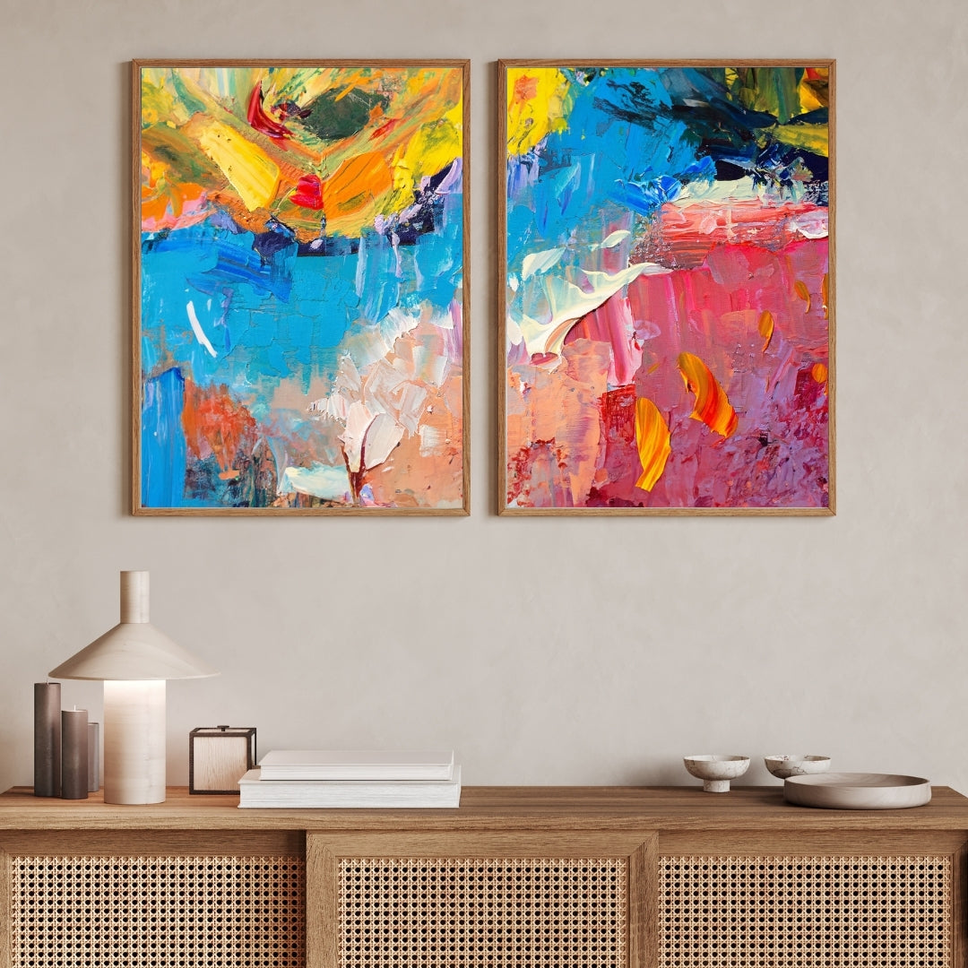 Vibrant Abstract oil painting Walls Premium Wall Art Canvas by MeriDeewar