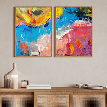 Vibrant Abstract oil painting Walls Premium Wall Art Canvas by MeriDeewar