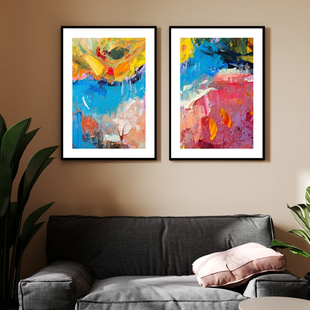 Vibrant Abstract oil painting Walls Premium Wall Art Canvas by MeriDeewar