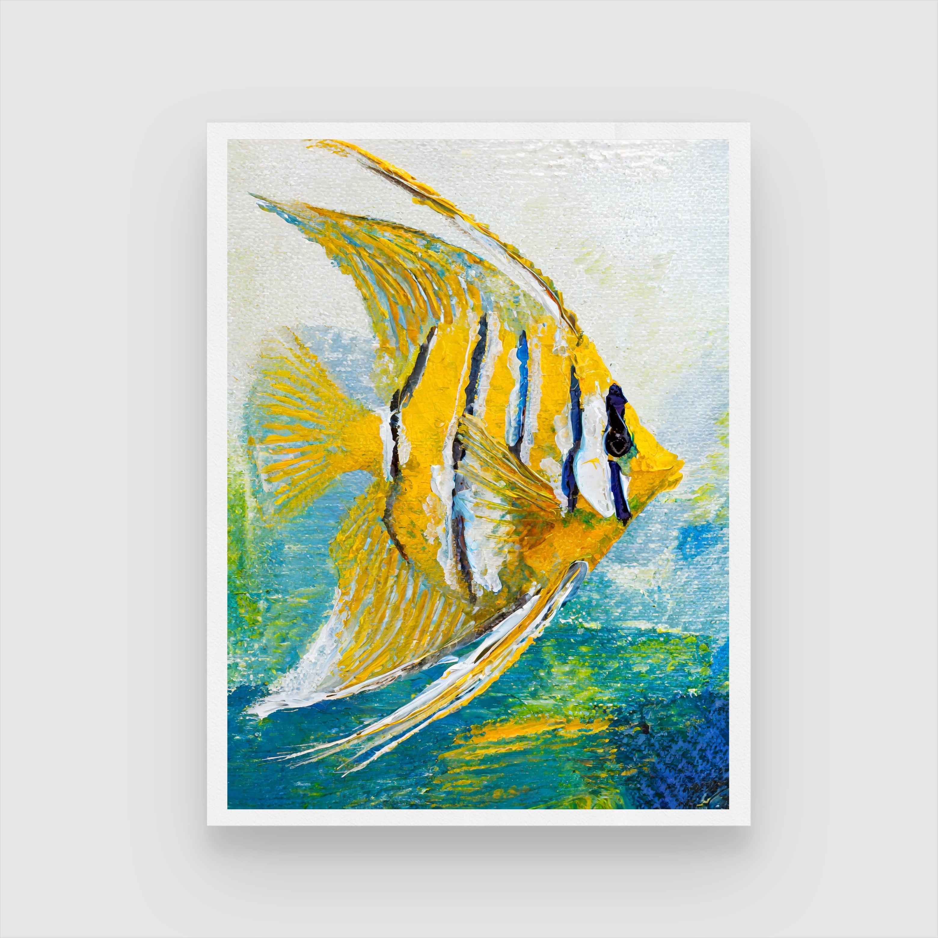 Vibrant Angelfish Painting - Underwater Art for Home Decor 3 : 4 Vertical New Premium Wall Art Canvas by MeriDeewar