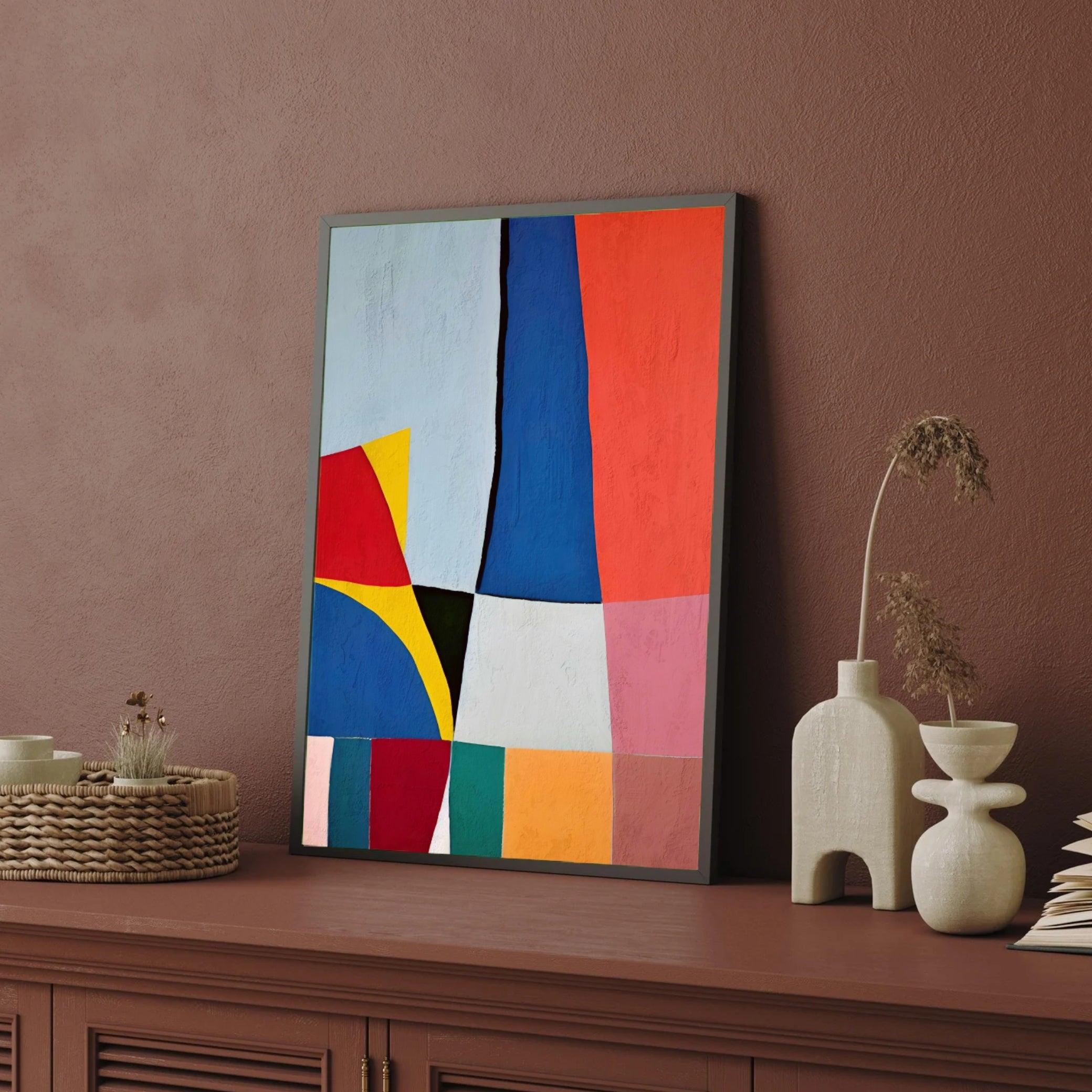 Vibrant Forms – Modern Abstract Geometry Wall Art 2 : 3 Vertical Premium Wall Art Canvas by MeriDeewar