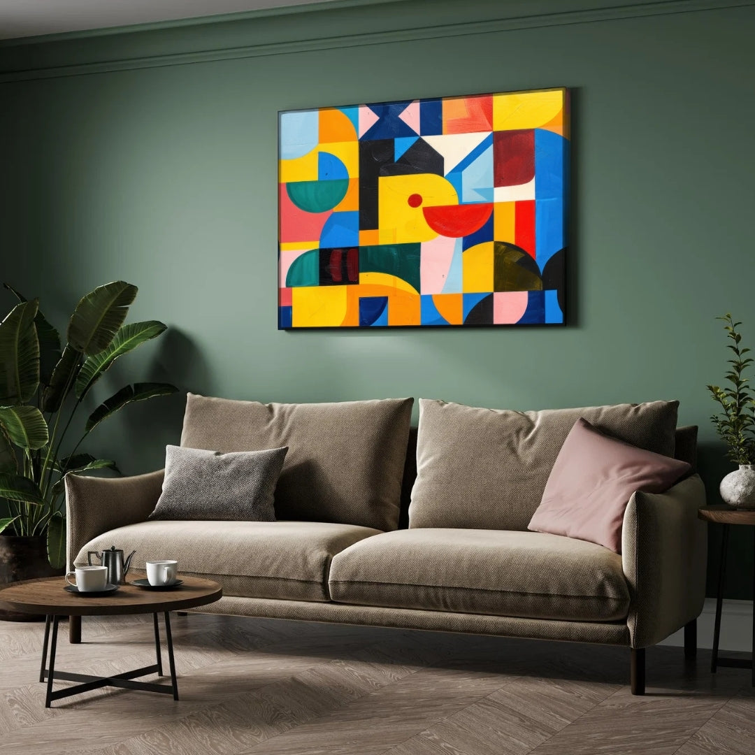 Vibrant Geometric Abstract Canvas Wall Art – Modern Colorful Décor 2 : 3 Horizontal Premium Wall Art Canvas by MeriDeewar