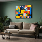 Vibrant Geometric Abstract Canvas Wall Art – Modern Colorful Décor 2 : 3 Horizontal Premium Wall Art Canvas by MeriDeewar