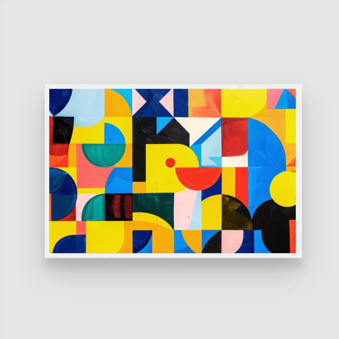 Vibrant Geometric Abstract Canvas Wall Art – Modern Colorful Décor 2 : 3 Horizontal Premium Wall Art Canvas by MeriDeewar