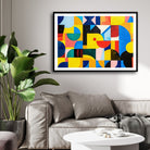 Vibrant Geometric Abstract Canvas Wall Art – Modern Colorful Décor 2 : 3 Horizontal Premium Wall Art Canvas by MeriDeewar