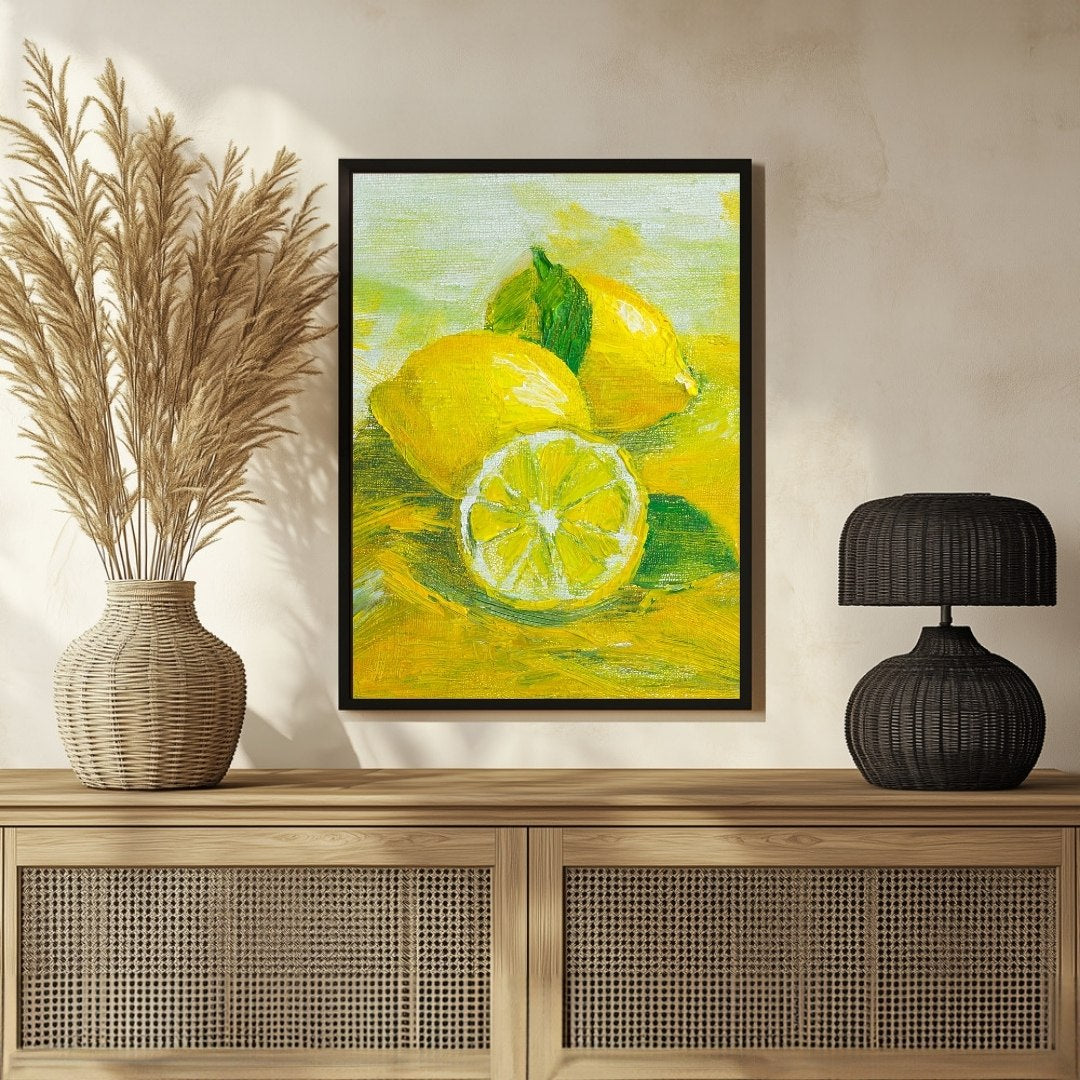 Vibrant Lemon Abstract Art - Modern Wall Decor 3 : 4 Vertical New Premium Wall Art Canvas by MeriDeewar