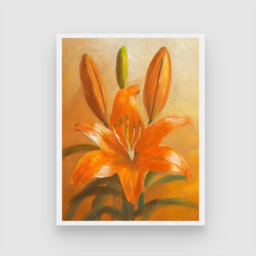 Vibrant Lily Flower Painting - Abstract Wall Art for Home 3 : 4 Vertical New Premium Wall Art Canvas by MeriDeewar