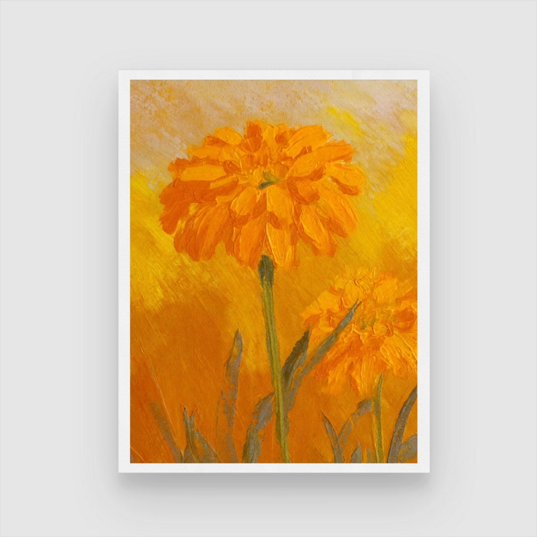 Vibrant Marigold Abstract Art Painting - MeriDeewar.com 3 : 4 Vertical New Premium Wall Art Canvas by MeriDeewar
