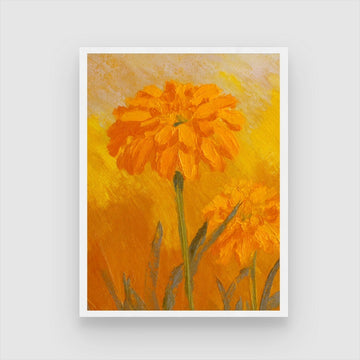 Vibrant Marigold Abstract Art Painting - MeriDeewar.com 3 : 4 Vertical New Premium Wall Art Canvas by MeriDeewar