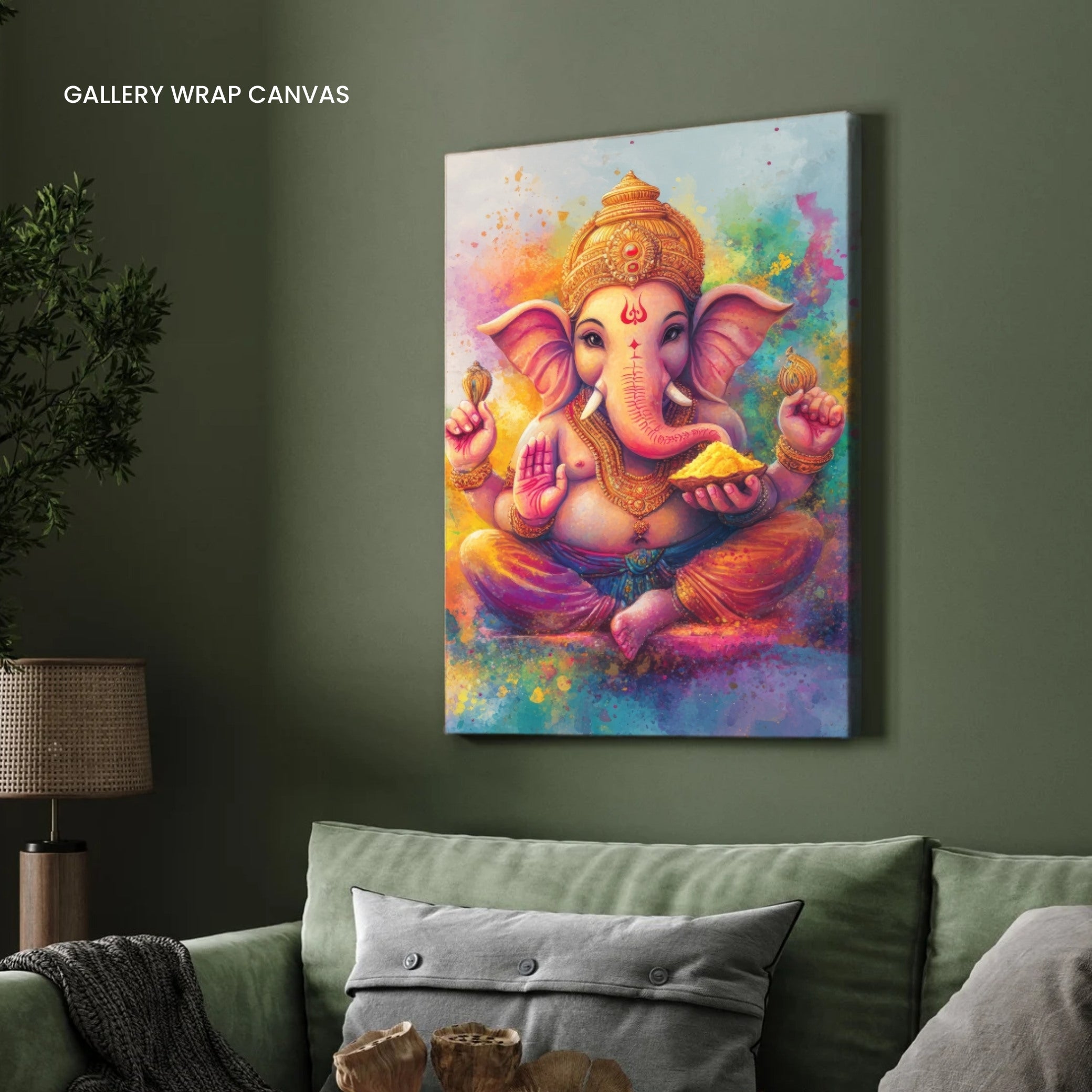 Vibrant Multicolor Ganesha Wall Art – Modern Festive Spiritual Painting 2 : 3 Vertical Premium Wall Art Canvas by MeriDeewar