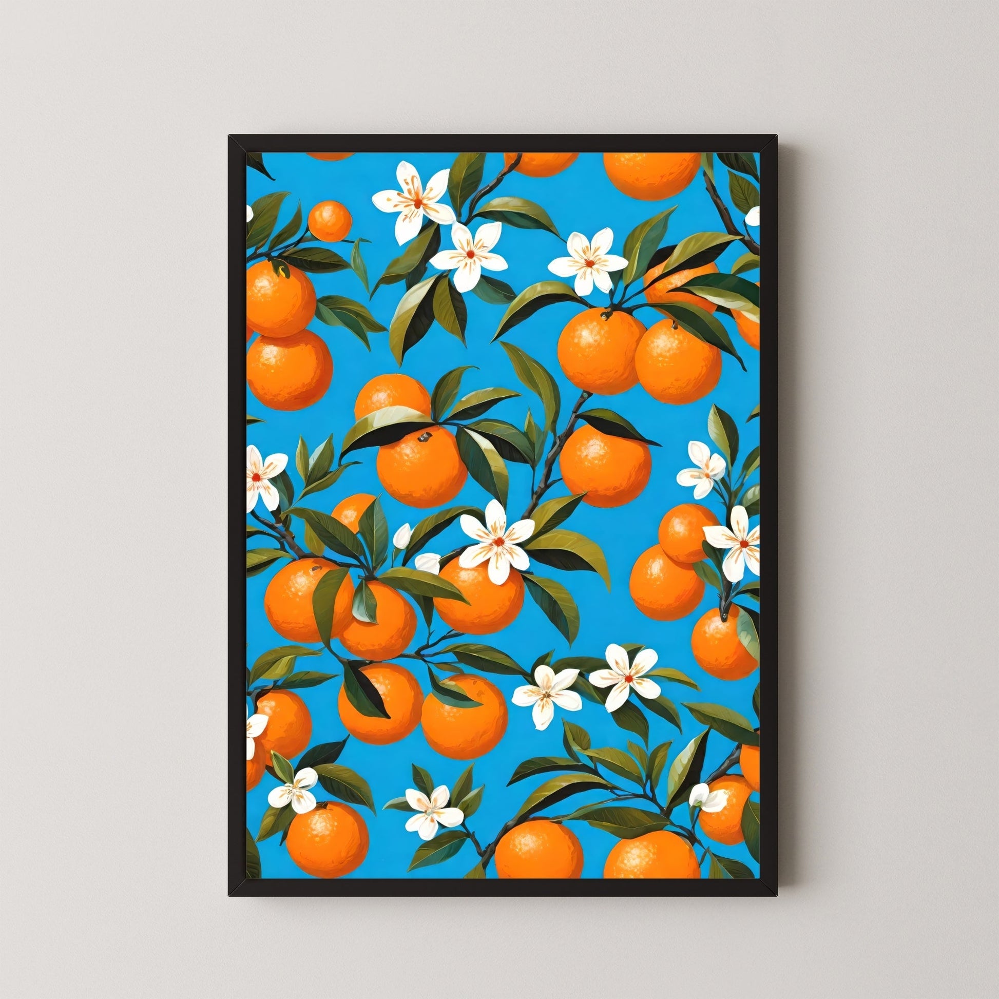 Vibrant Oranges & Blossoms – Summer Wall Painting 2 : 3 Vertical Premium Wall Art Canvas by MeriDeewar