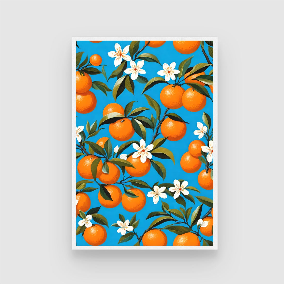 Vibrant Oranges & Blossoms – Summer Wall Painting 2 : 3 Vertical Premium Wall Art Canvas by MeriDeewar