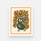 Vibrant Peacock Gond Mother & Child Art for Your Home Decor 3 : 4 Vertical New Premium Wall Art Canvas by MeriDeewar