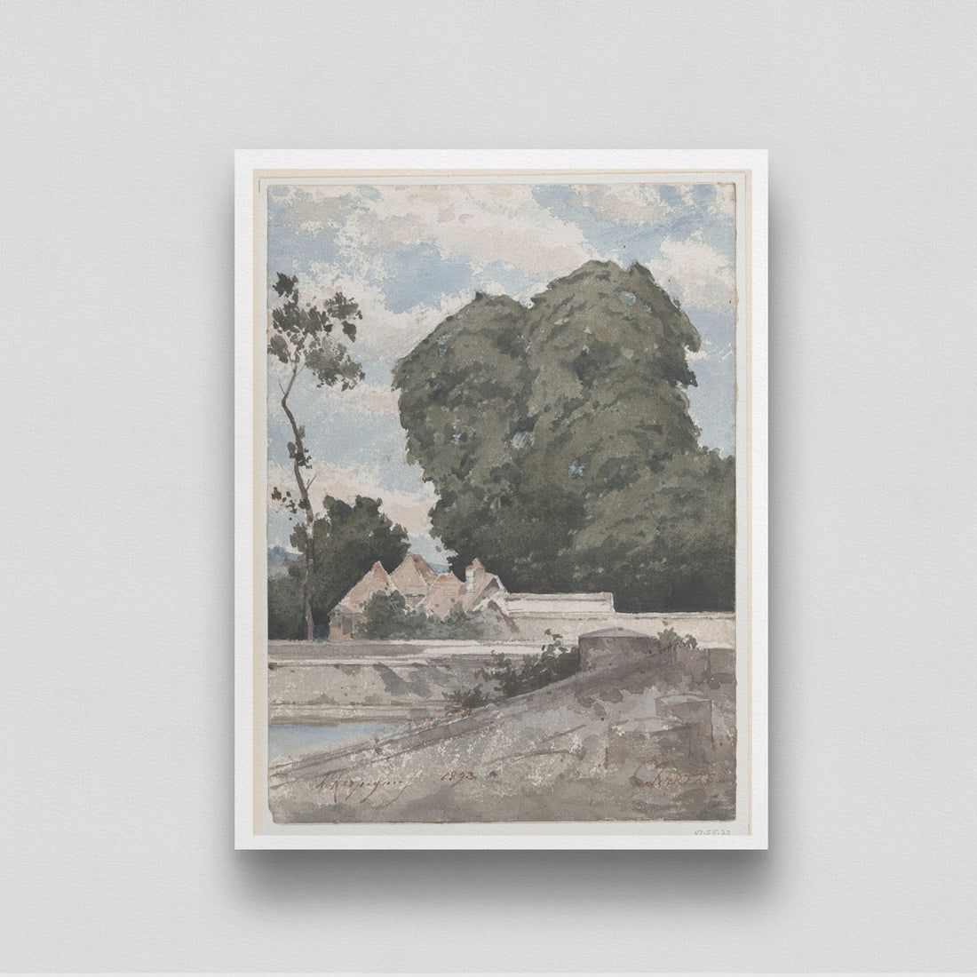 View from the Ramparts at Chartres Painting by Henri Harpignies 3 : 4 Vertical New Premium Wall Art Canvas by MeriDeewar